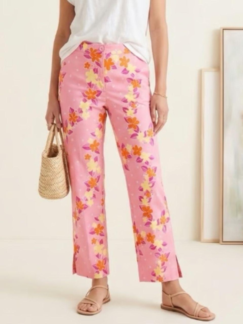 Lilly Pulitzer Pink Floral Cropped Pants (12)